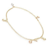 14k Tri Color Gold Heart Charm Anklet Bracelet 10" 2.4mm 4.3 grams