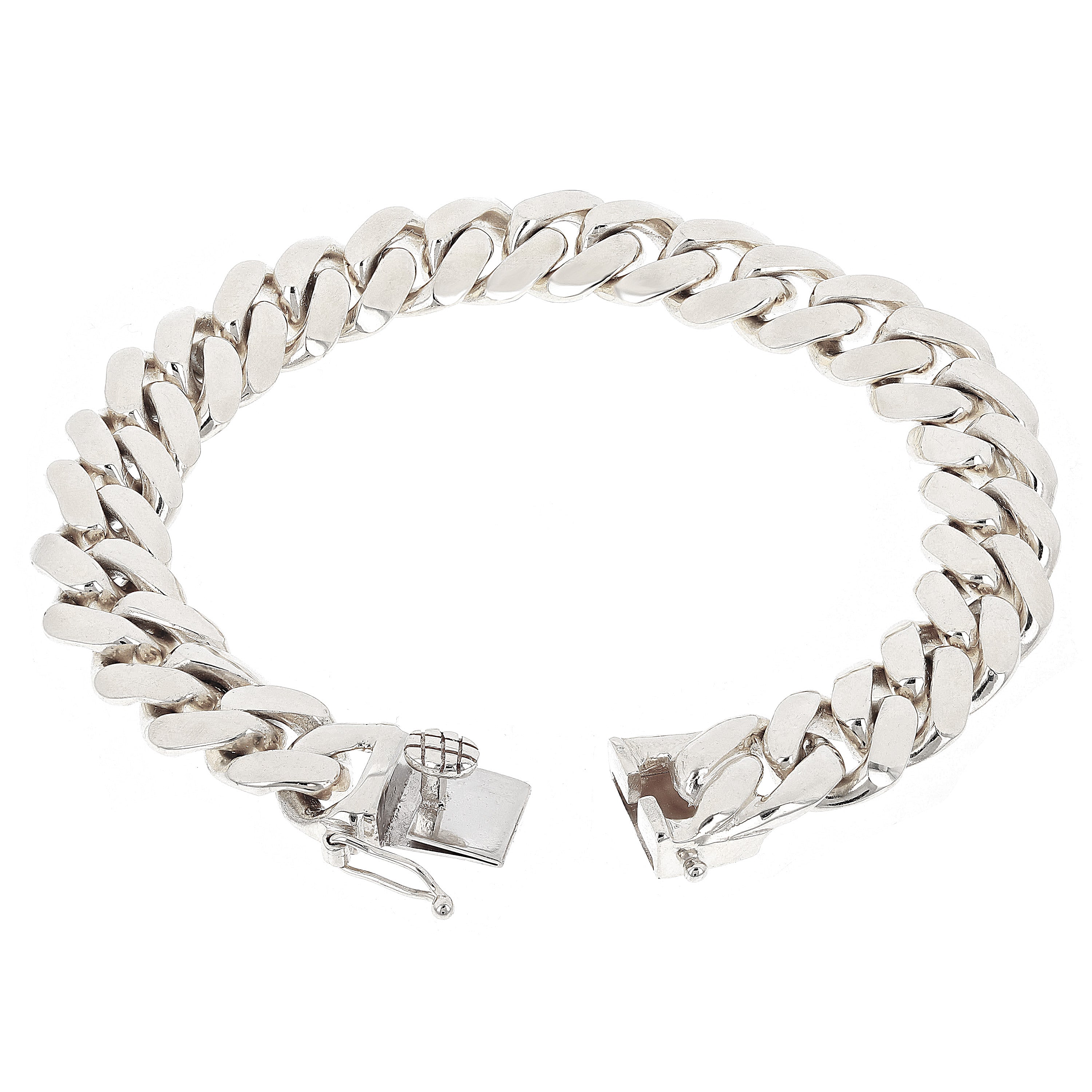 14k White Gold Solid Miami Cuban Link Chain Bracelet 7.5" 12.5mm 84.4 grams - White,7.5"