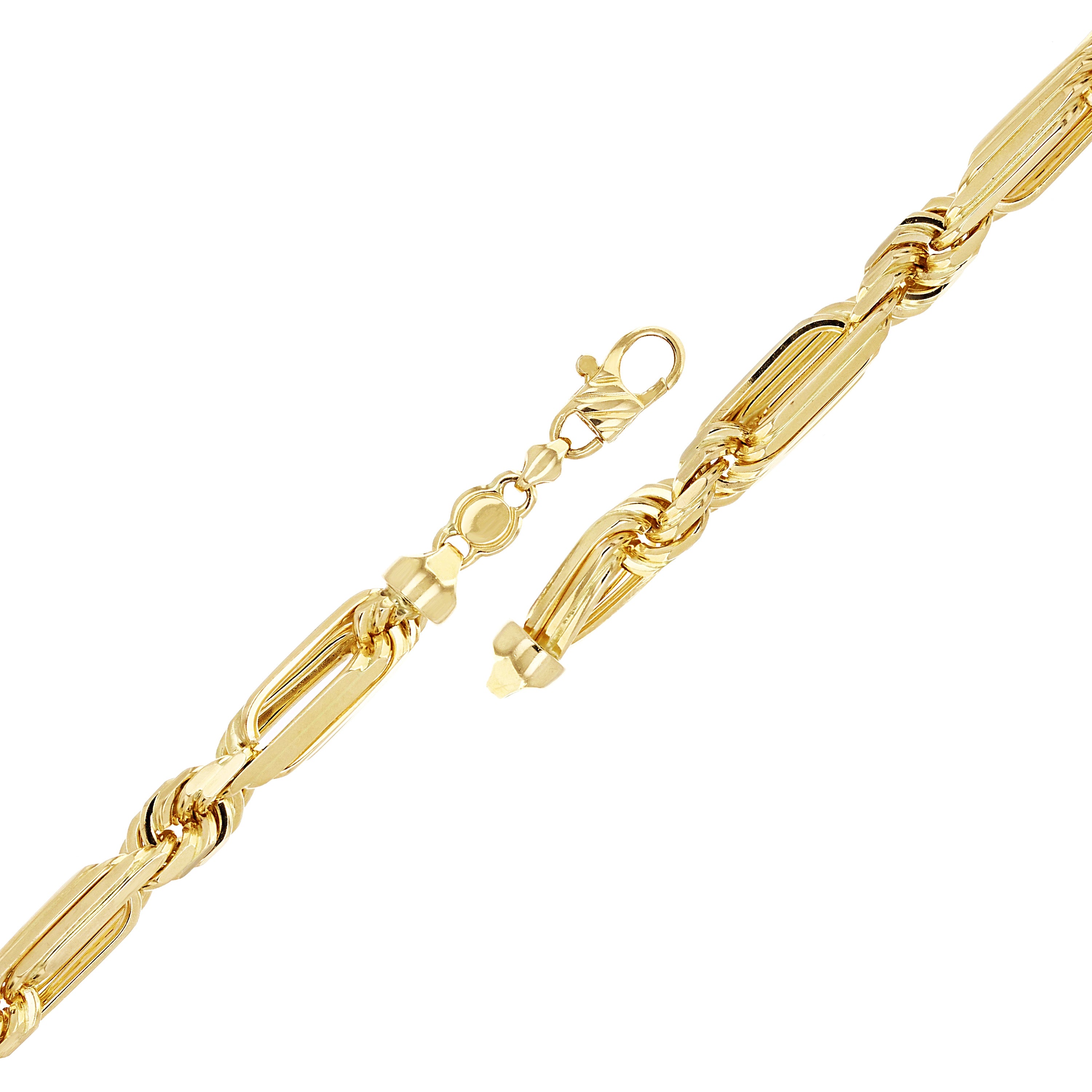 Italian 14k Yellow Gold Solid Milano Figaro Rope Chain Bracelet 9.5mm 8.25" 56.2 grams