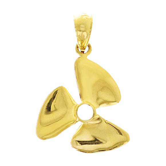 14k Yellow Gold Boat Propeller Charm Pendant 1