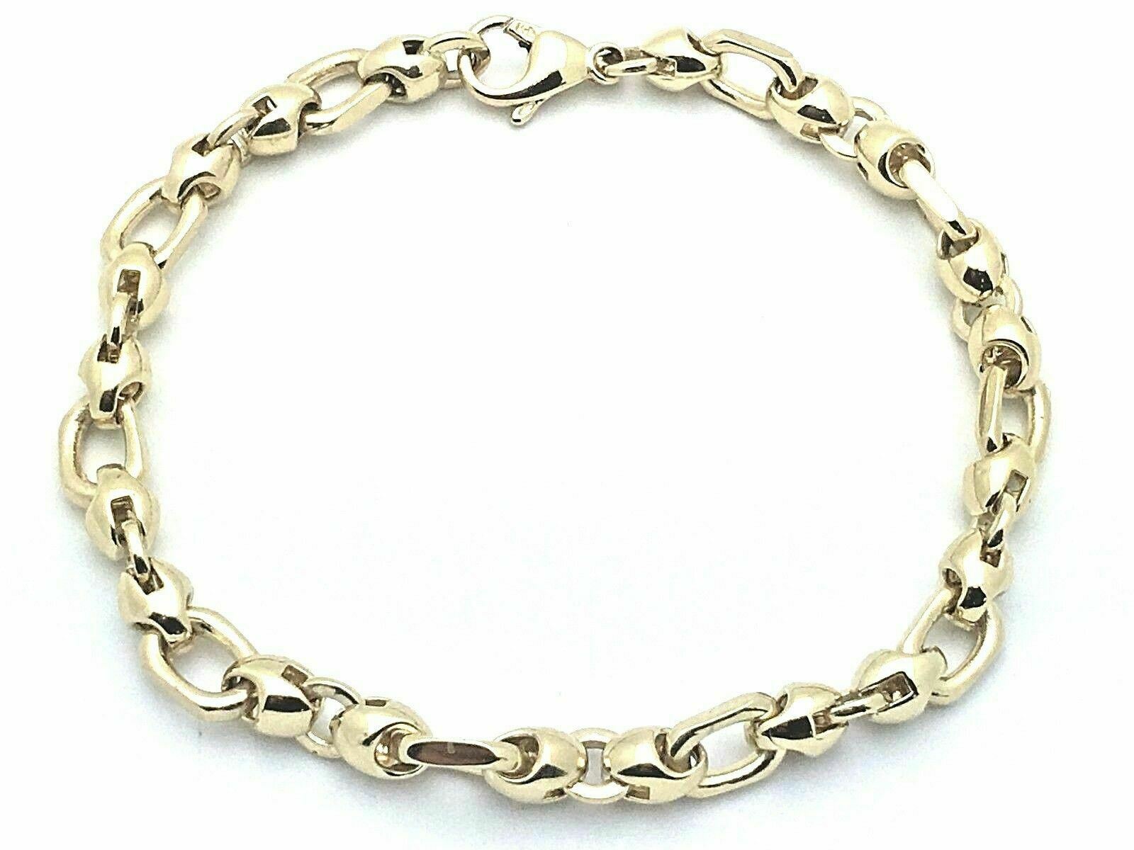 14k Yellow Gold Handmade Fashion Link Bracelet 8.5" 6.9mm 28.3 grams