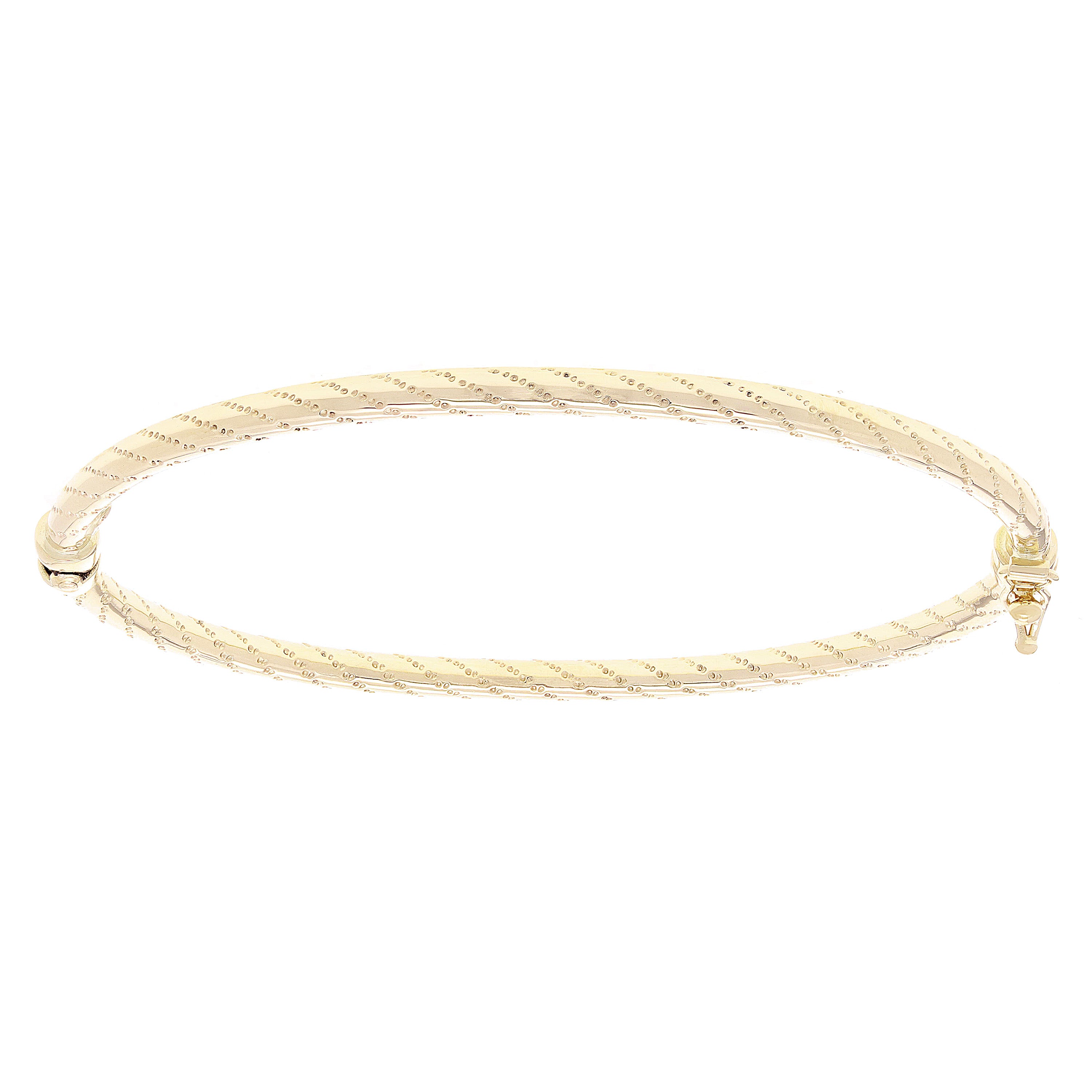 Italian 14k Yellow Gold Polished Rounded Flat Hollow Oval Bangle Bracelet 3mm