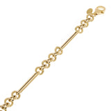 Italian 14k Yellow Gold Hollow Round & Paper Clip Link Bracelet 7.5" 5.5mm 3.8g