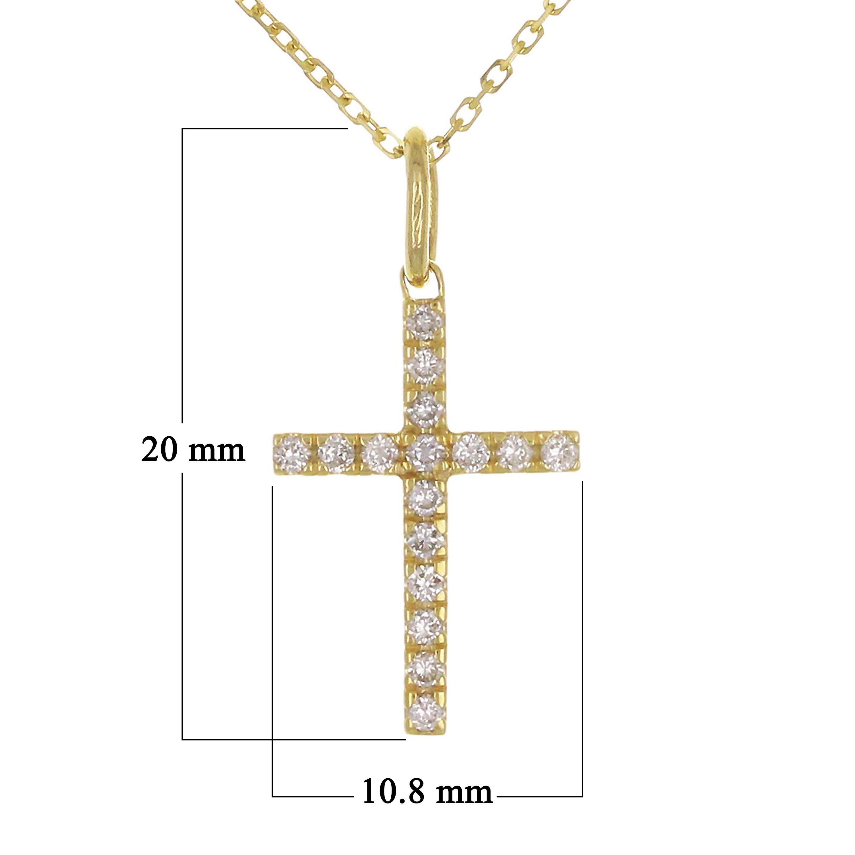 14k Yellow Gold Diamond Cross Charm Pendant Necklace 18" - Yellow