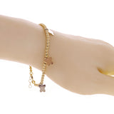 Italian 14k Tri Color Gold Ball Bead Bracelet with Butterfly Charm 8" 3mm 4.2g