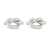 Italian 14k White Gold Bright Shine Dainty Pretzel Love Knot Stud Earrings