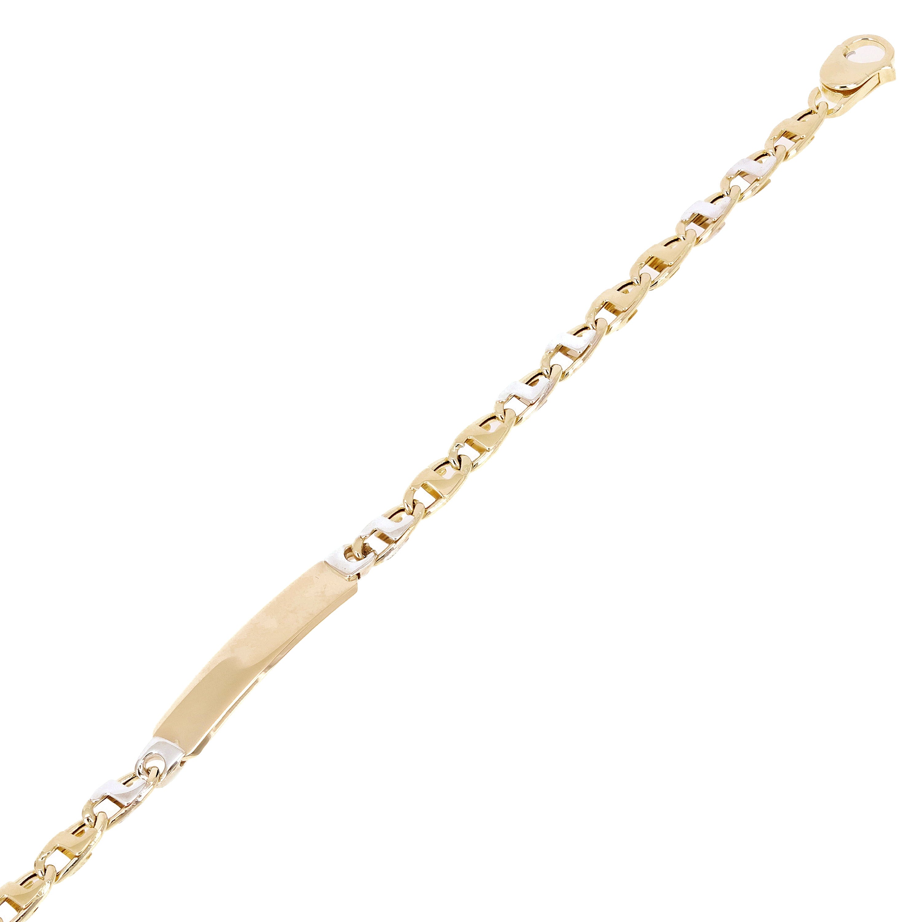 Italian 14k Two Tone Gold Engravable Baby Kids ID Mariner Bracelet 6.5" 3 grams