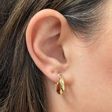 Italian 14k Yellow Gold Basket Weave 4mm 0.75" Diameter Round Hoop Earrings 1.6g