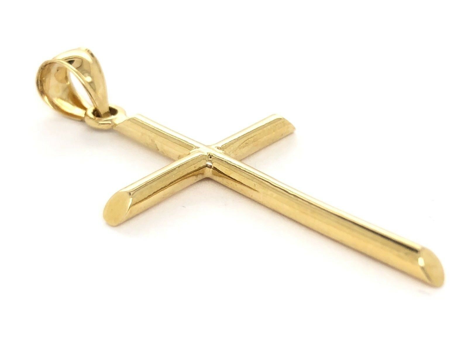 14k Yellow Gold Cross Religious Charm Pendant 1.7" 3 grams