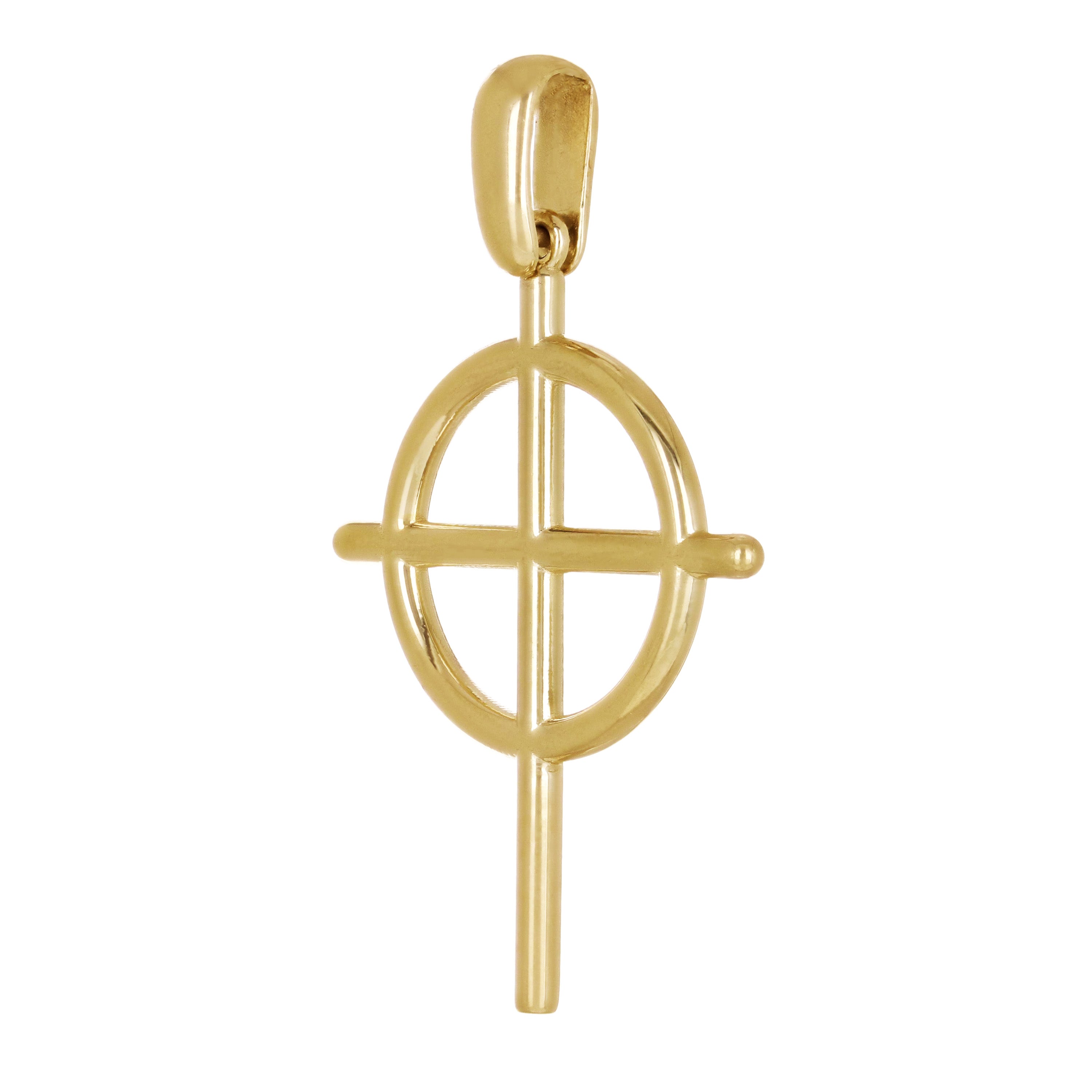 14k Yellow Gold Celtic Cross Charm Pendant 1.5" 4.1 grams