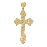 14k Yellow Gold Solid Diamond Cut Cross Charm Pendant 3" 6.3 grams
