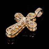 Italian 14k Yellow Gold 3D Double Sided Crucifix Cross Charm Pendant 1.4" 4.5g