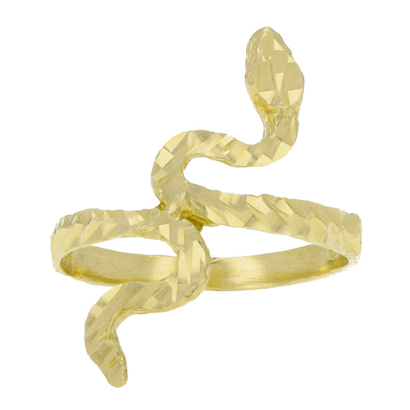 14k Yellow Gold Diamond Cut Snake Ring Size 5 - Ring Size 5