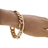 Men's 10k Yellow Gold Solid Heavy Figaro Chain Bracelet 7" 15mm 52 grams - 7" 52 grams