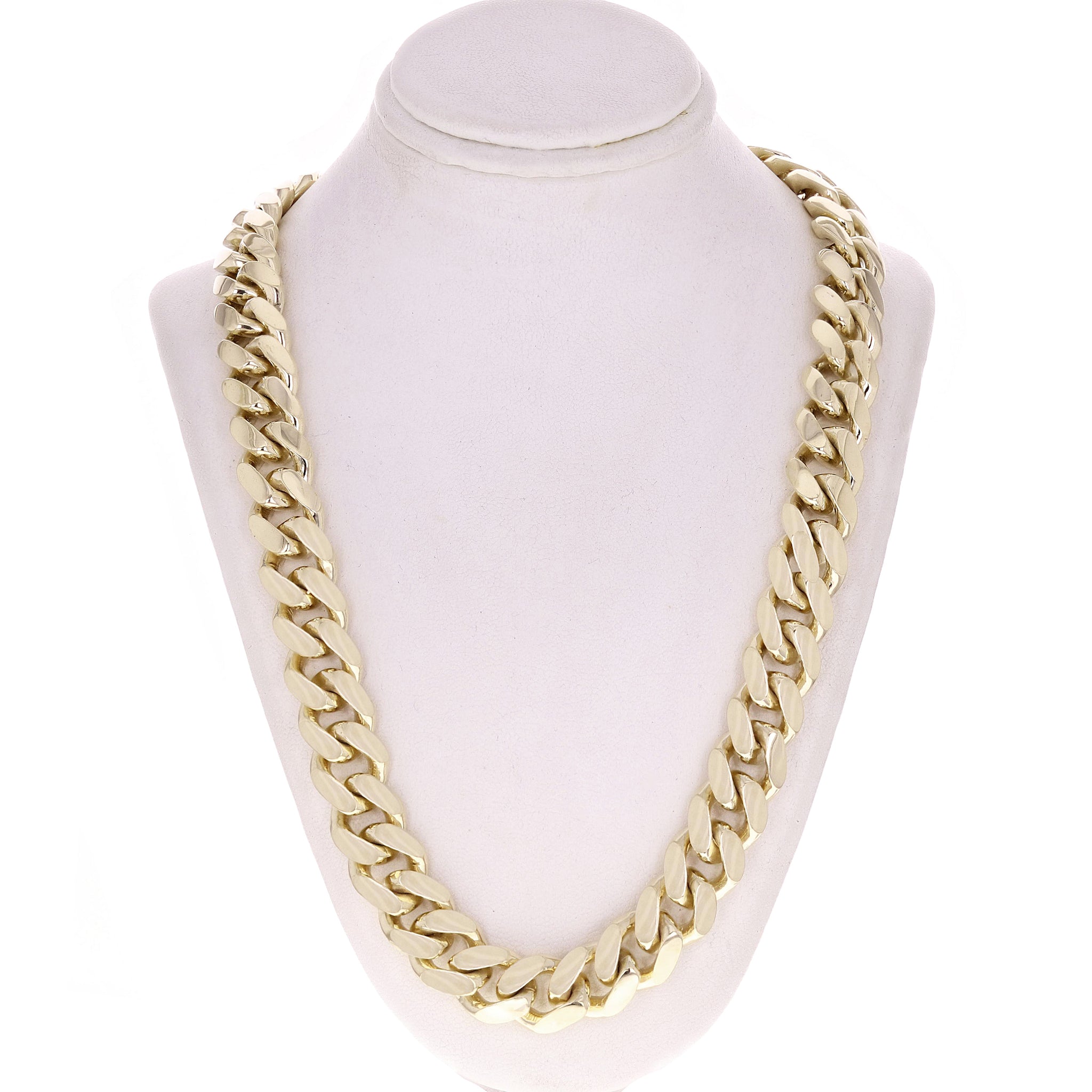 Men's 10k Yellow Gold Solid Miami Cuban Link Chain Necklace 22 Men's 10k Yellow Gold Solid Miami Cuban Link Chain Necklace 22