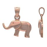 14k Rose Gold High Polish 3D Good Luck Charm Elephant Pendant 2.7 grams - Rose