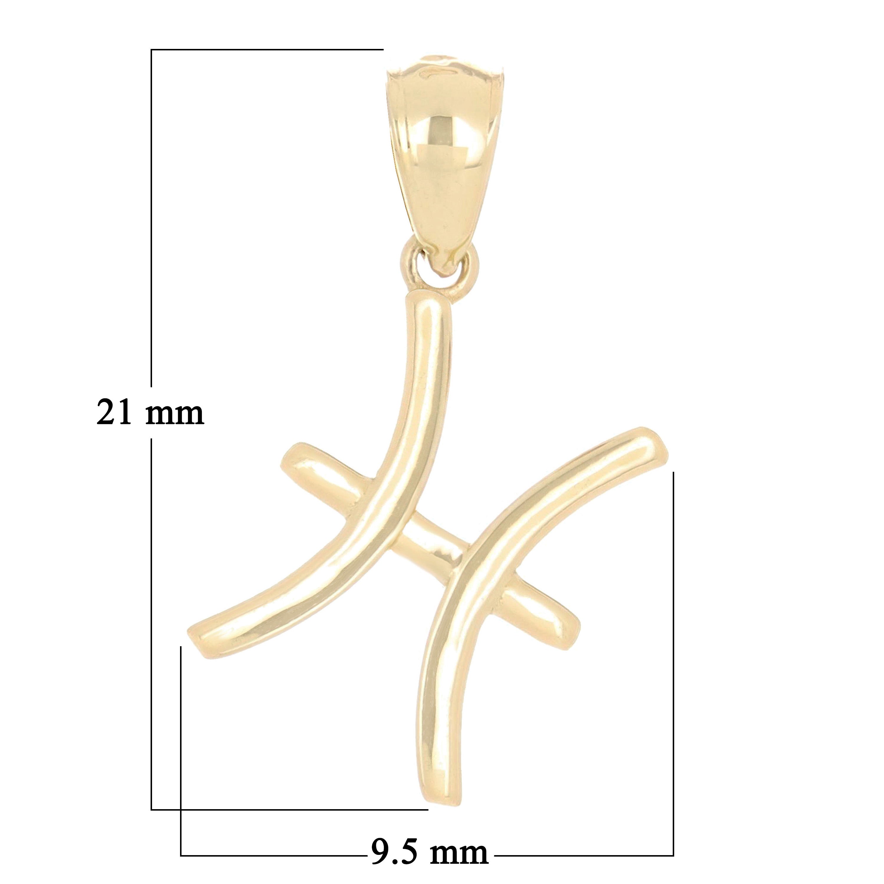 14k Yellow Gold Pisces Zodiac Sign Charm Pendant - Pisces,Yellow