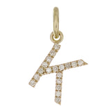 14k Yellow Gold Diamond Initial Letter K Charm Pendant - Letter K,Yellow