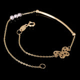 Italian 14k Yellow & White Gold Butterfly Charm Bar Link Bracelet 7.25" 1.5grams