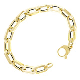 Italian 14k Yellow Gold Big Hollow Oval Paper Clip Link Bracelet 8" 8.7mm 9.4 grams