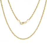 14k Yellow Gold Solid Diamond Cut Rope Chain Necklace 16" 2mm - 16"