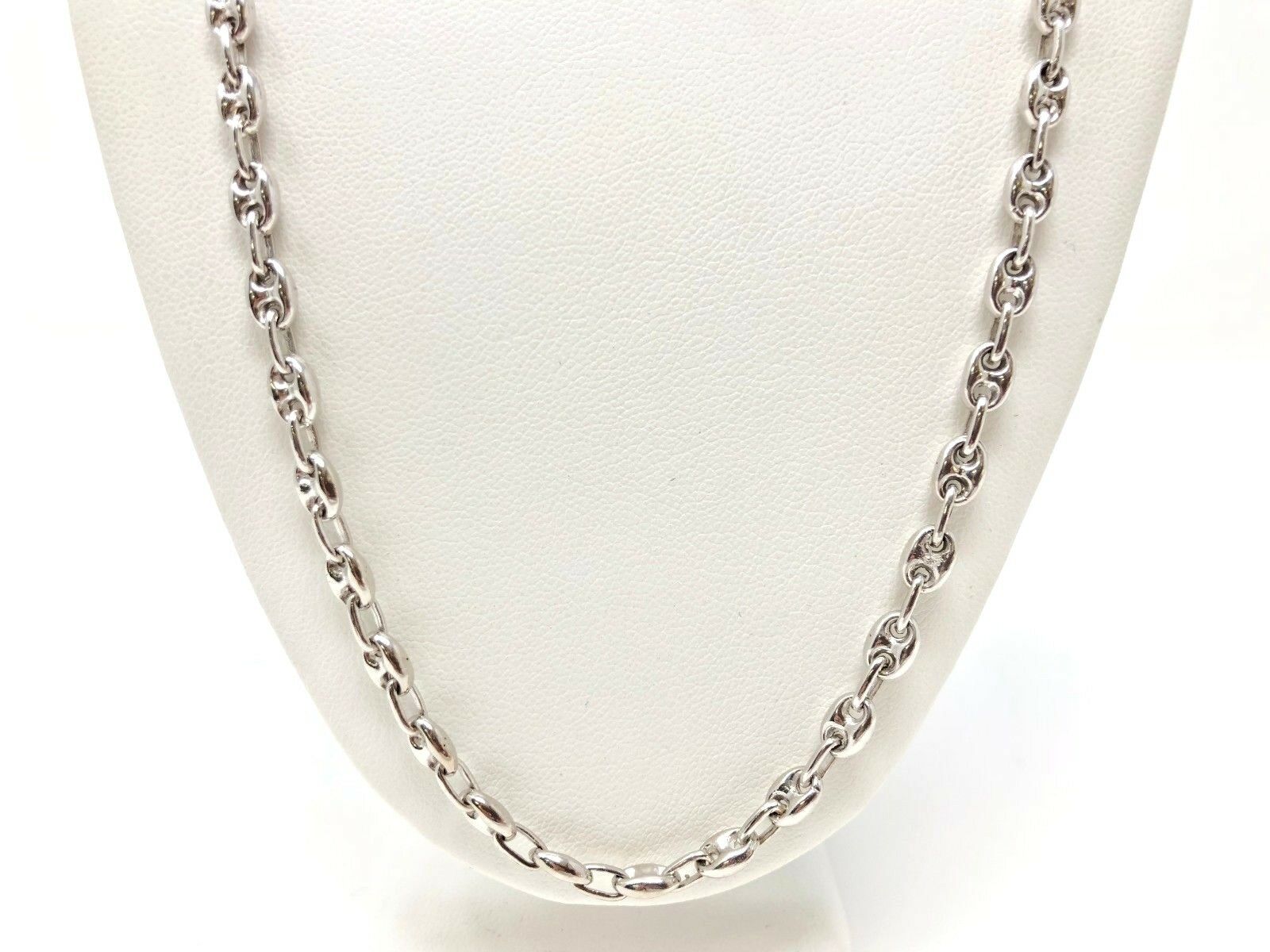 14k White Gold Solid Mariner Link Chain Necklace 24" 4.9mm 37 grams - White,24"