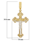 Italian 14k Two-Tone Gold 3D Double Sided Crucifix Cross Charm Pendant 1.6" 3.5g