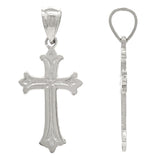 14k White Gold Christian Cross Religious Charm Pendant 1" 1.3 grams - White