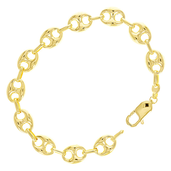 Italian 14k Yellow Gold Hollow Puffy Mariner Bracelet 7.75