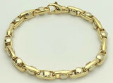 14k Two Tone Gold Handmade Fashion Link Bracelet 8.75" 6.8mm 39.7 grams