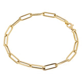 Italian 14k Yellow Gold Hollow Paper Clip Chain Bracelet 7.5" 4.3mm 2.7 grams - 7.5" 4.3mm