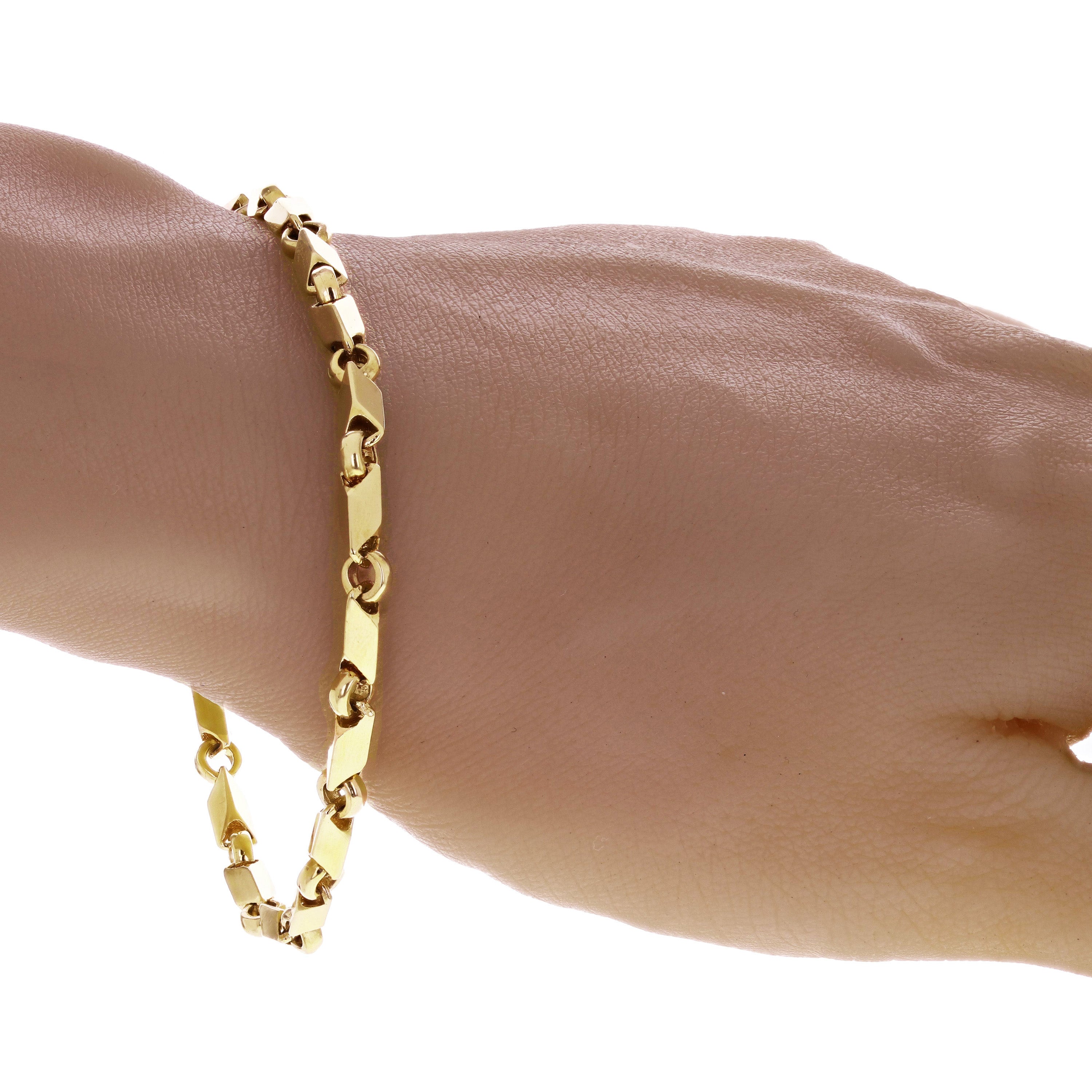 14k Yellow Gold Solid Handmade Fashion Link Bracelet 8" 4.3mm 15.1 grams