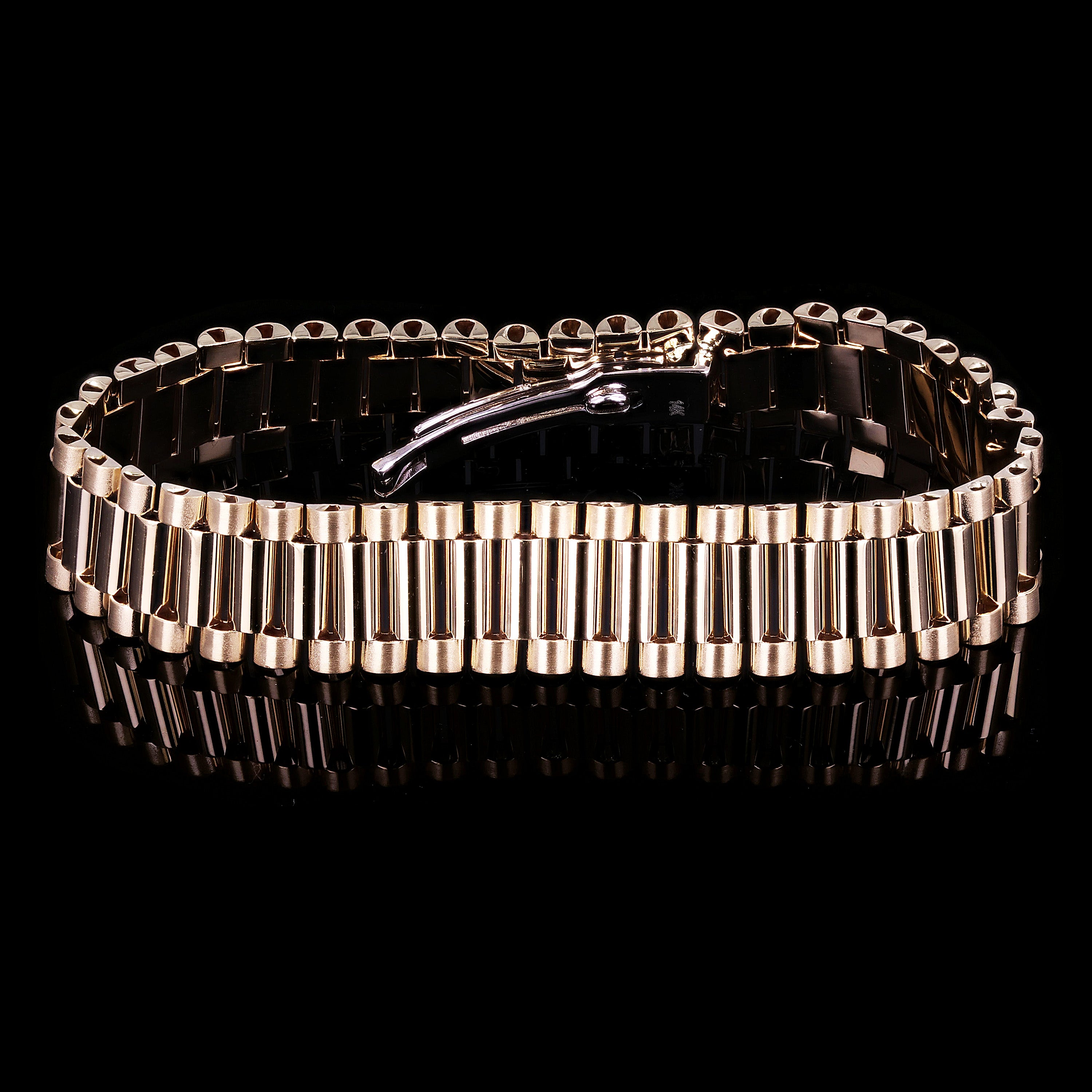 Italian 14k Yellow Gold Watch Link Bracelet 8" 15.2mm 37.4 grams - 37.4 grams