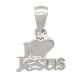 14k White Gold Solid Love Heart I love Jesus Religious Charm Pendant 1.3 grams - White