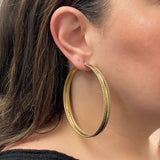 Italian 14k Yellow Gold Hollow Double Rope Hoop Loop Earrings 2.9" 7mm 12.2grams