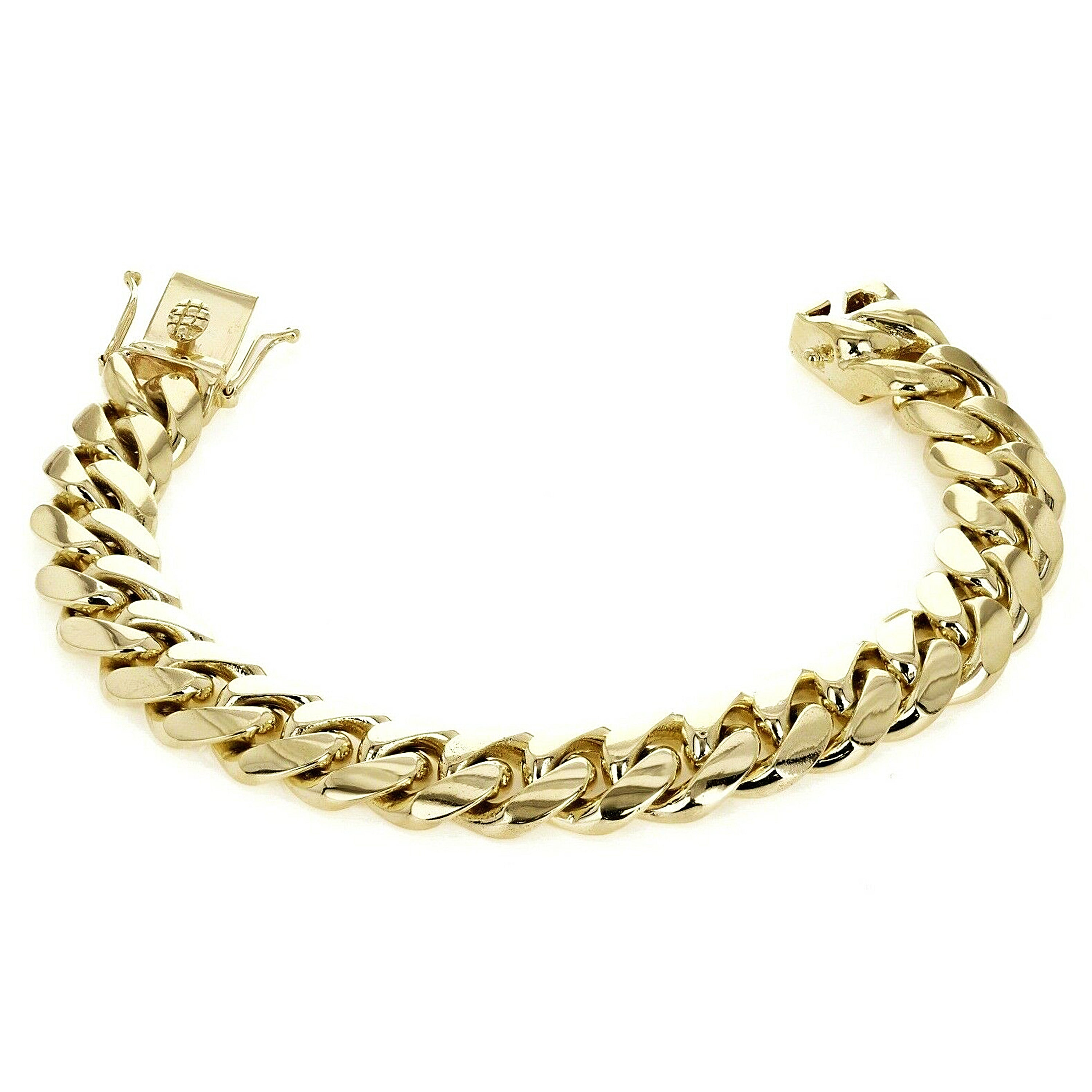 14k Yellow Gold Heavy Solid Miami Cuban Link Chain Bracelet 8.5" 15mm 136.8 grams - 8.5" 136.8 grams