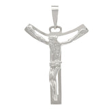 14k White Gold Jesus Crucifix Cross Religious Charm Pendant 3.5 grams - White
