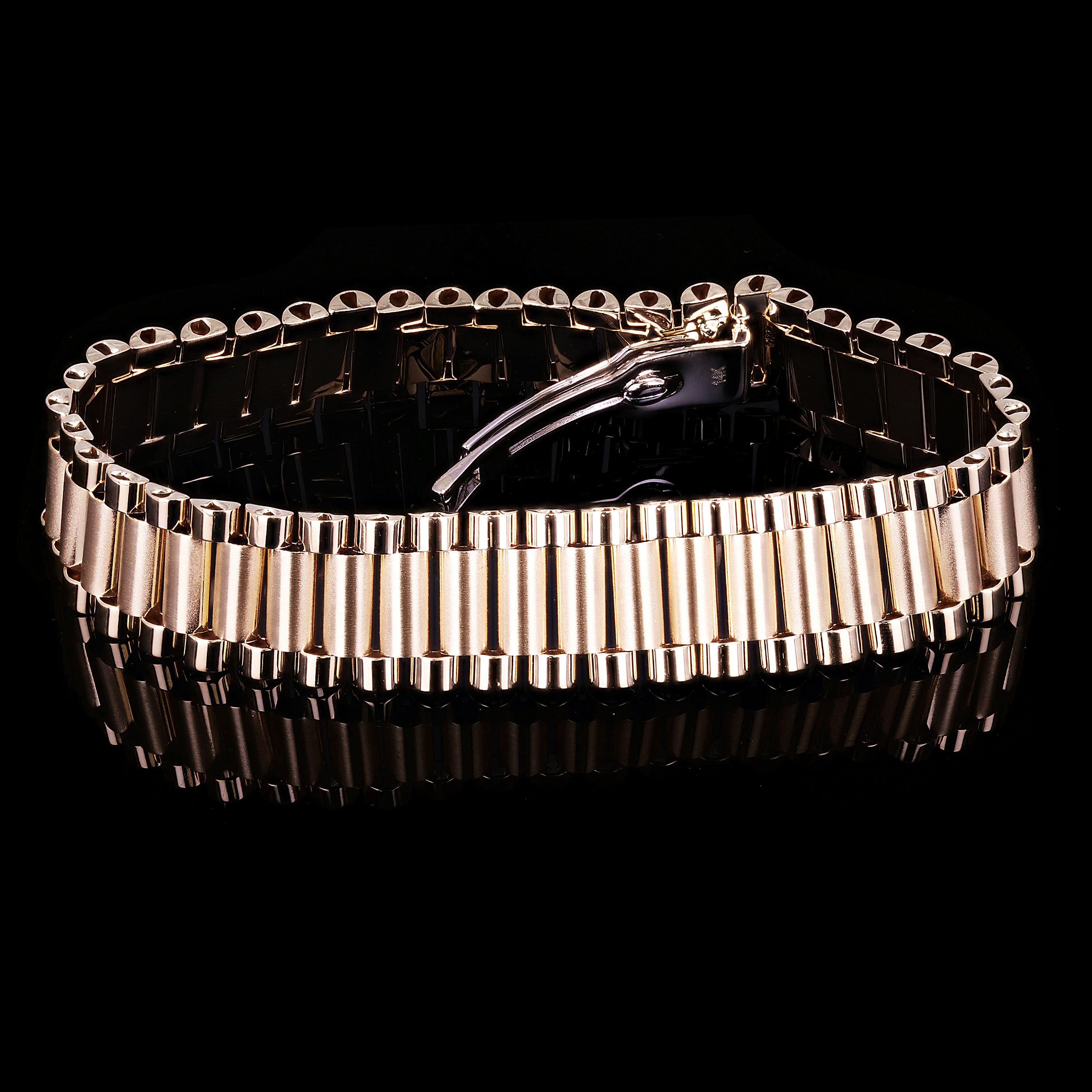 Italian 14k Yellow Gold Watch Link Bracelet 8" 15.2mm 35.5 grams - 35.5 grams