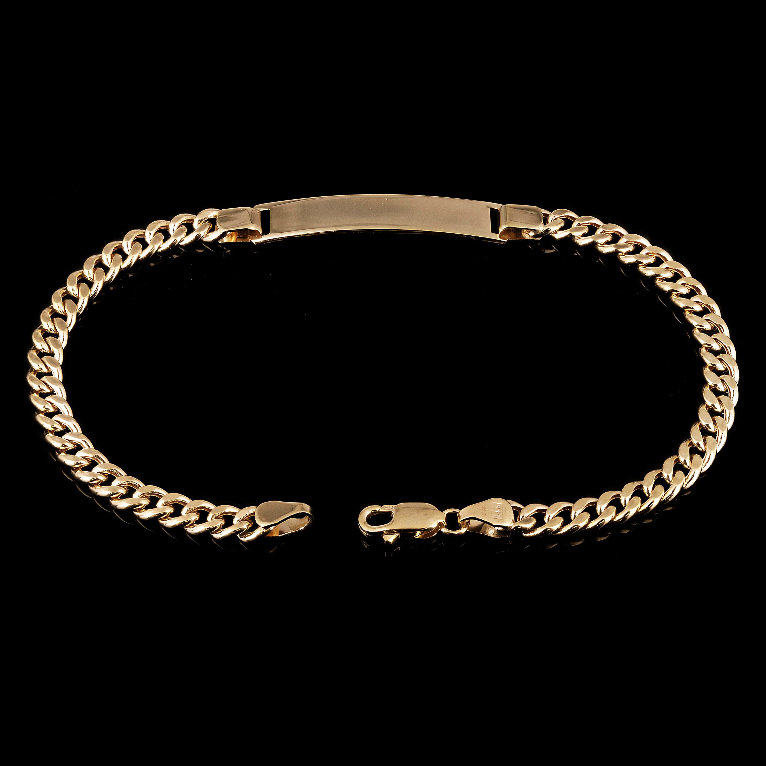 Italian 14k Yellow Gold Cuban ID Bracelet Engravable 7.75" 5.8mm 5.4 grams