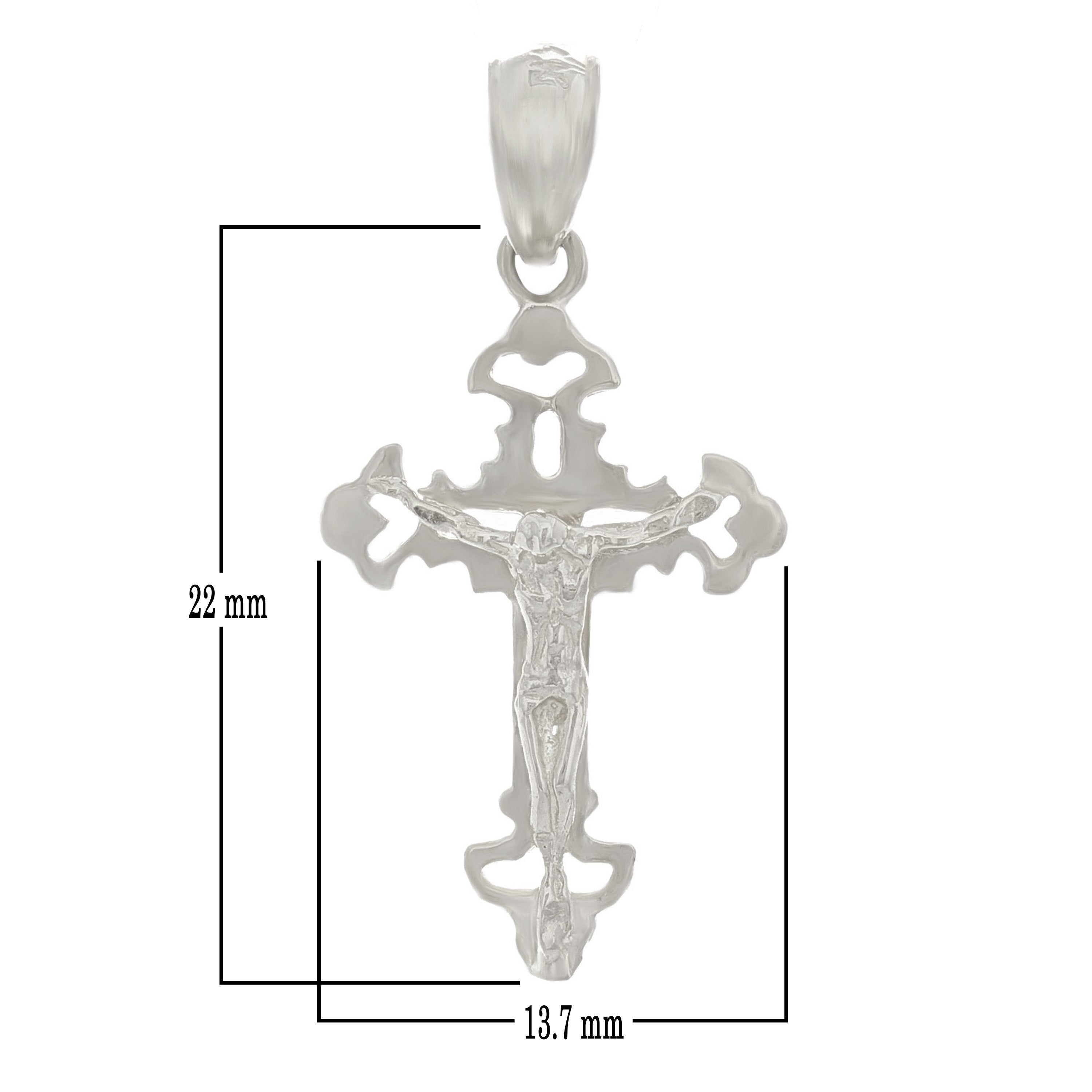 14k White Gold Solid Jesus Christ Crucifix Cross Religious Charm Pendant 1.2g - White