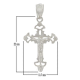 14k White Gold Solid Jesus Christ Crucifix Cross Religious Charm Pendant 1.2g - White