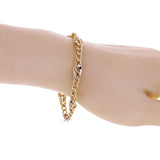 Italian 14k Yellow & White Gold Hollow Oval Links Bracelet 7.5" 7.5mm 4.2 grams