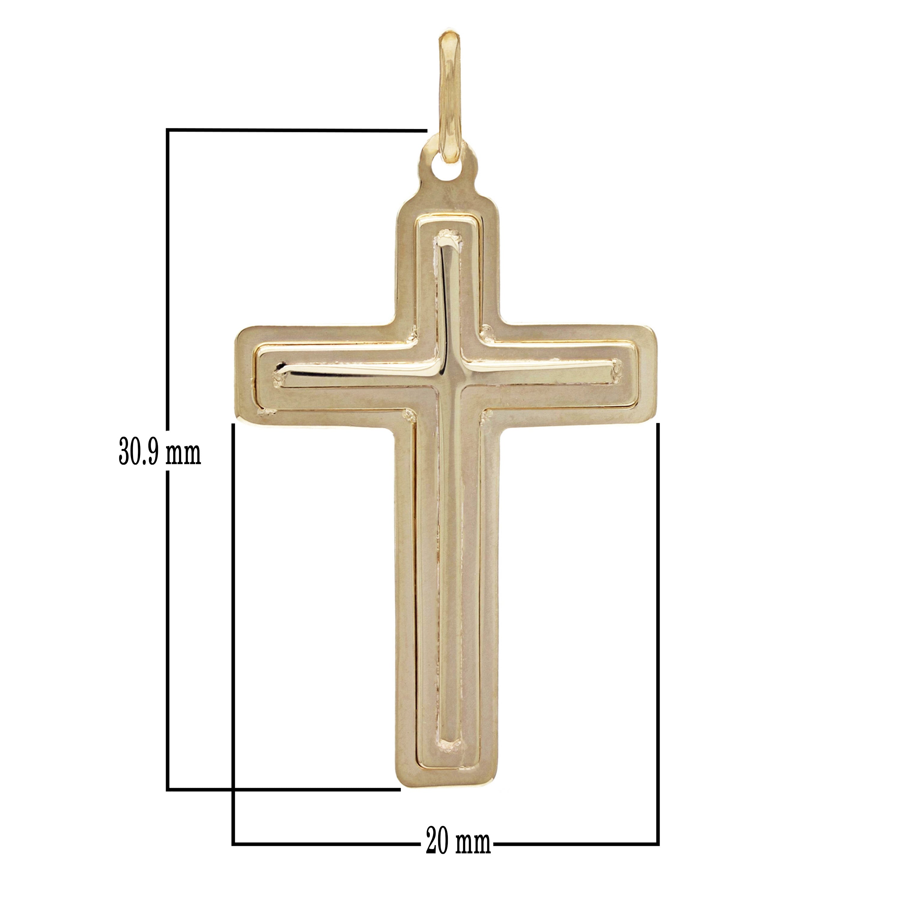 14k Yellow Gold Solid Traditional Cross Pendant 2.4 grams