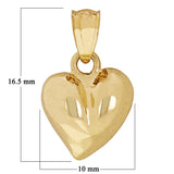 14k Yellow Gold Small Puffy Plain Heart Charm Pendant 1.2grams