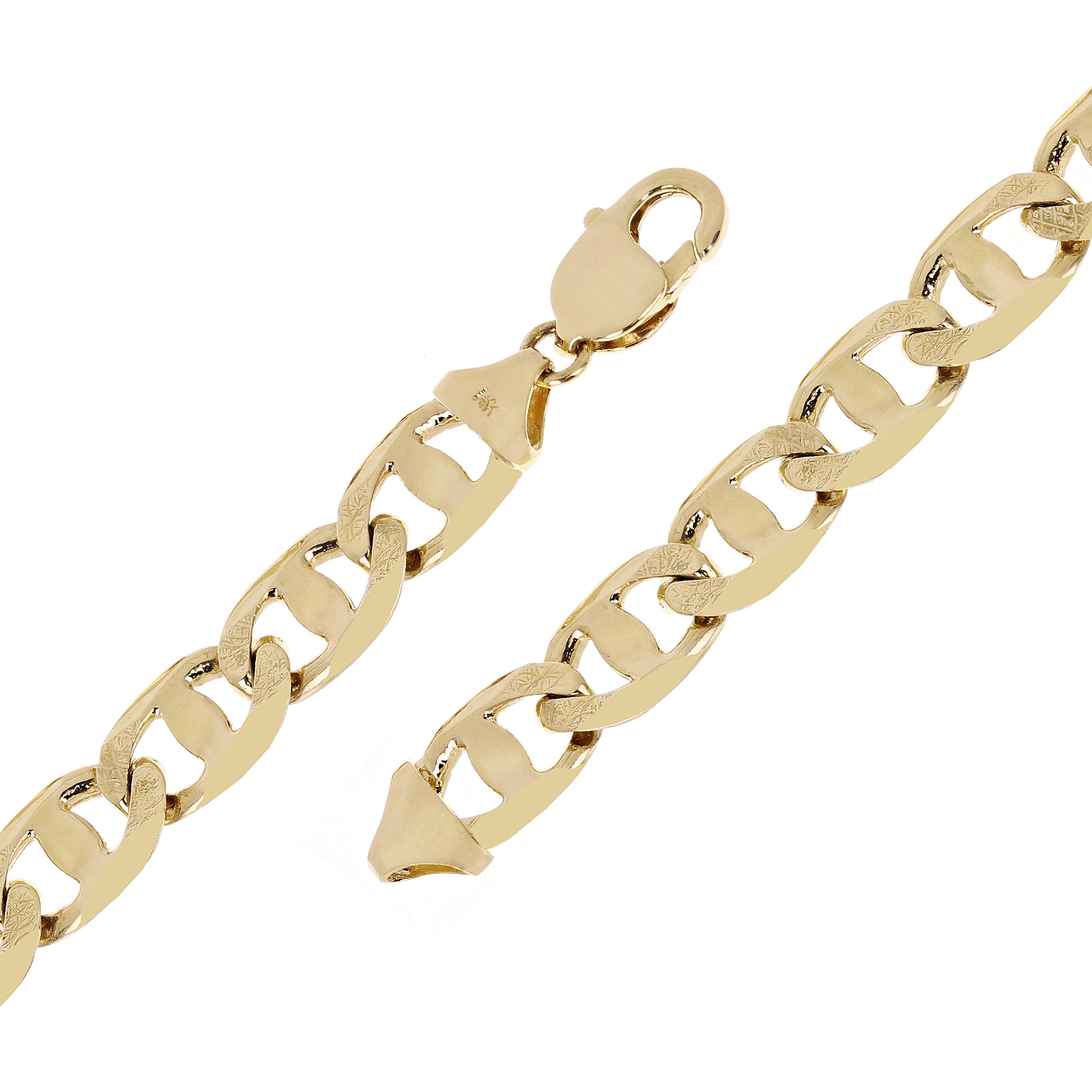 Men's 10k Yellow Gold Concave Mariner Gucci Chain Bracelet 7" 11 mm 24.3 grams - 7"