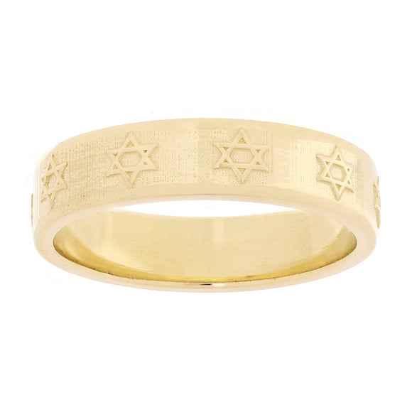 14k Yellow Gold Star of David Ring Band Size 8 - 4.8mm 5.3 grams