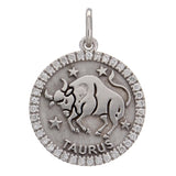 14k White Gold  Diamond Zodiac Sign Taurus Pendant - Taurus,White
