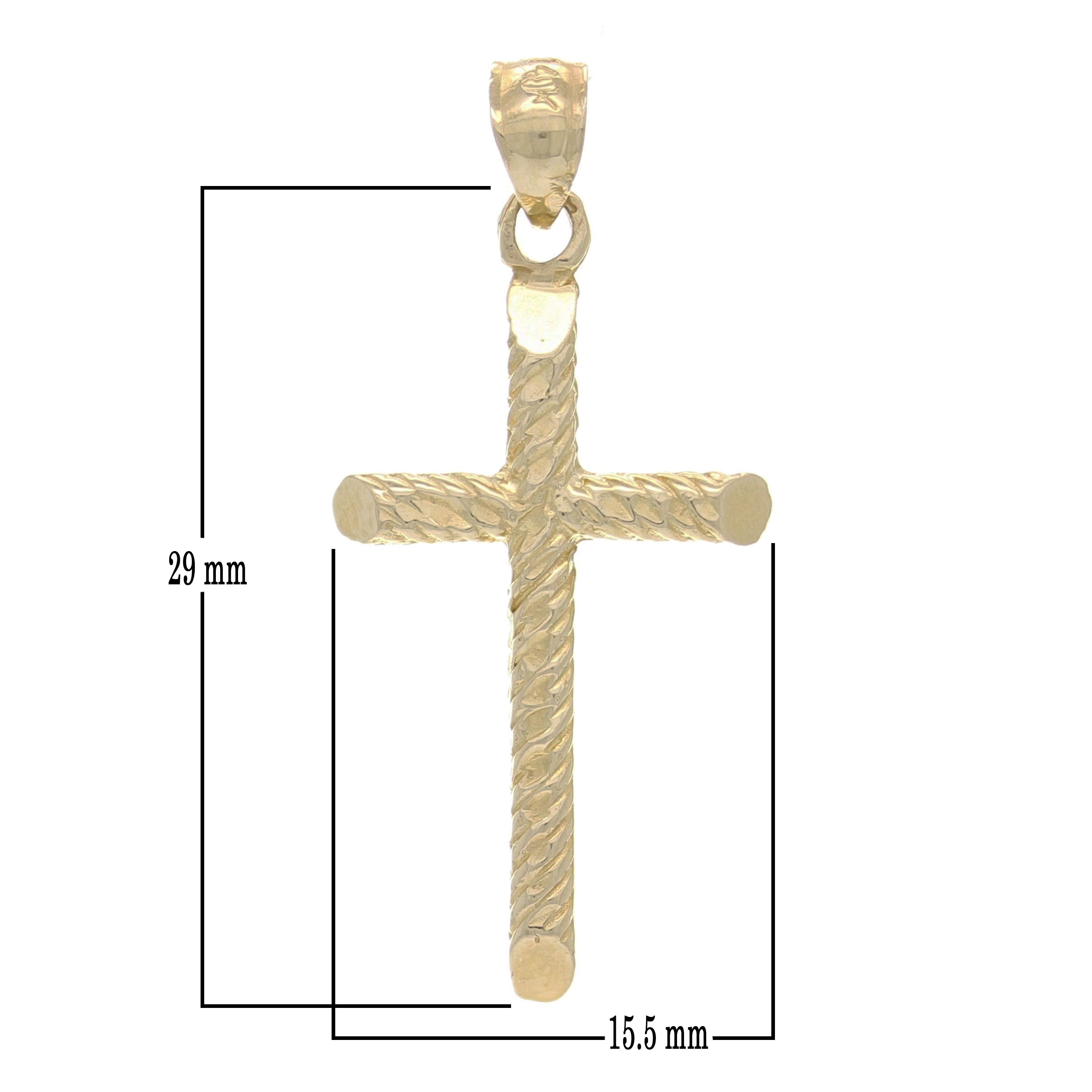 14k Yellow Gold Diamond Cut Cross Religious Charm Pendant 1.3" 2.5 grams - Yellow