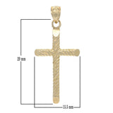 14k Yellow Gold Diamond Cut Cross Religious Charm Pendant 1.3" 2.5 grams - Yellow
