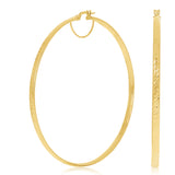 Italian 14k Yellow Gold Hollow Diamond Cut  Hoop Earrings 2.5" 3mm 4.2 grams